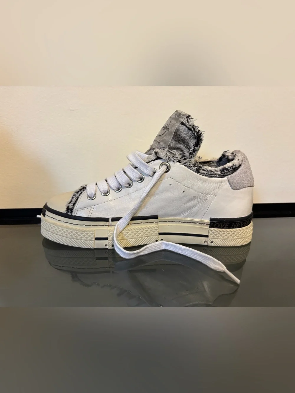 Platform Low-Top Sneakers with Faux-Sherpa Trim - White
